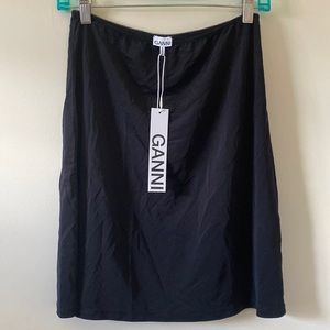 Ganni black slip skirt